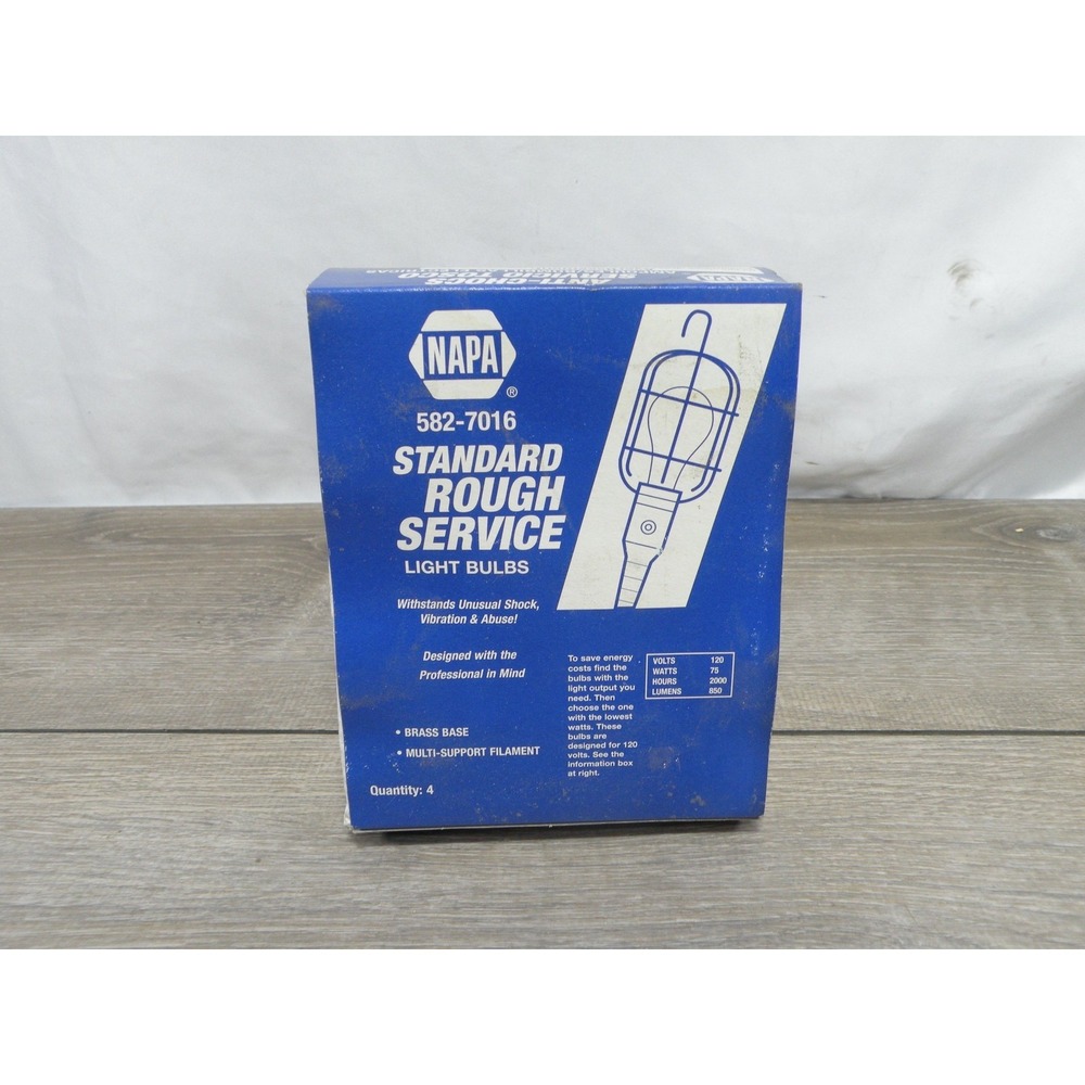 NAPA 582-7016 Standard Rough Service Light Bulbs‎ 75W 120V Brass Base Qty 4